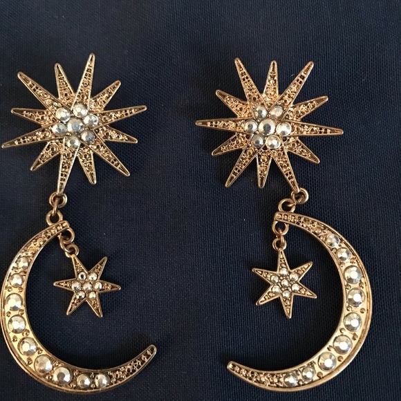 Vintage Dangling Star, Sun and Moon Earrings - Picture 3 of 3